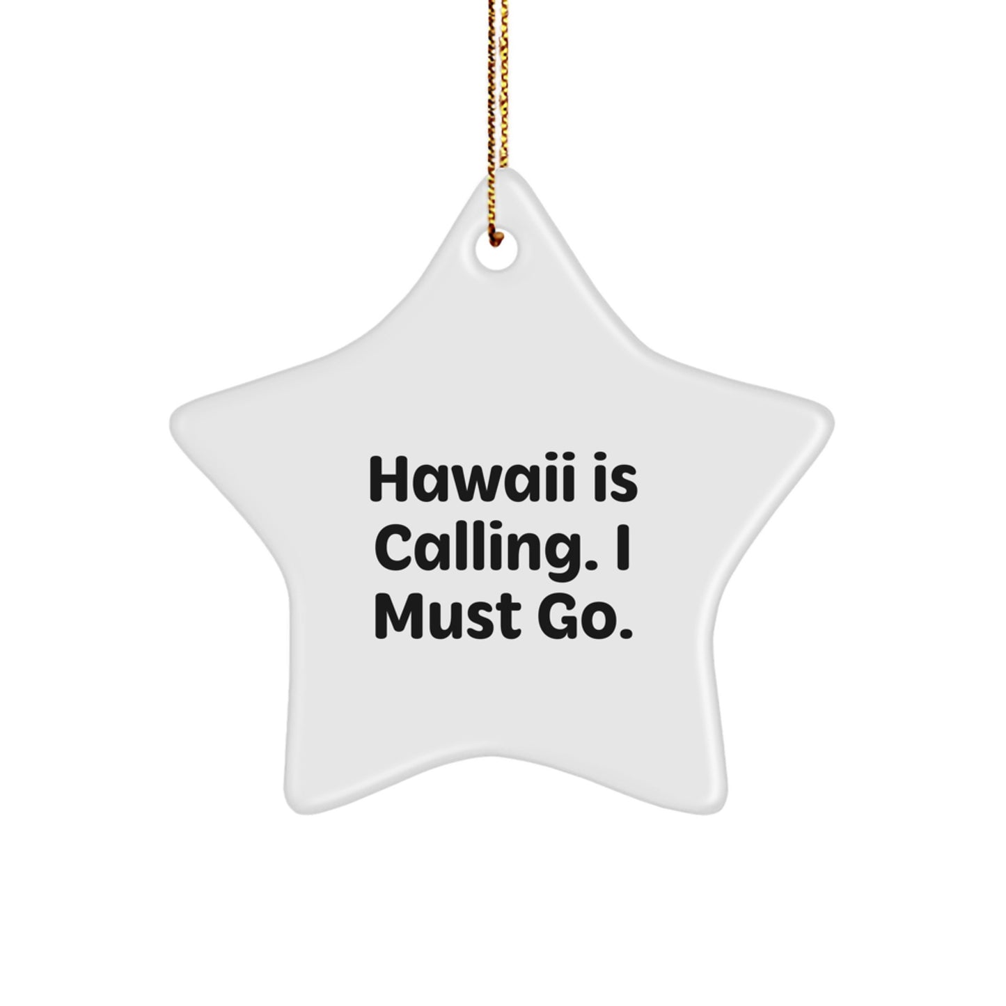Hawaii Gifts for Men - Funny Star Ornament with 'Hawaii Is Calling. I Must Go.' Quote, Gifts from Family to Hawaii Lover - Image 1