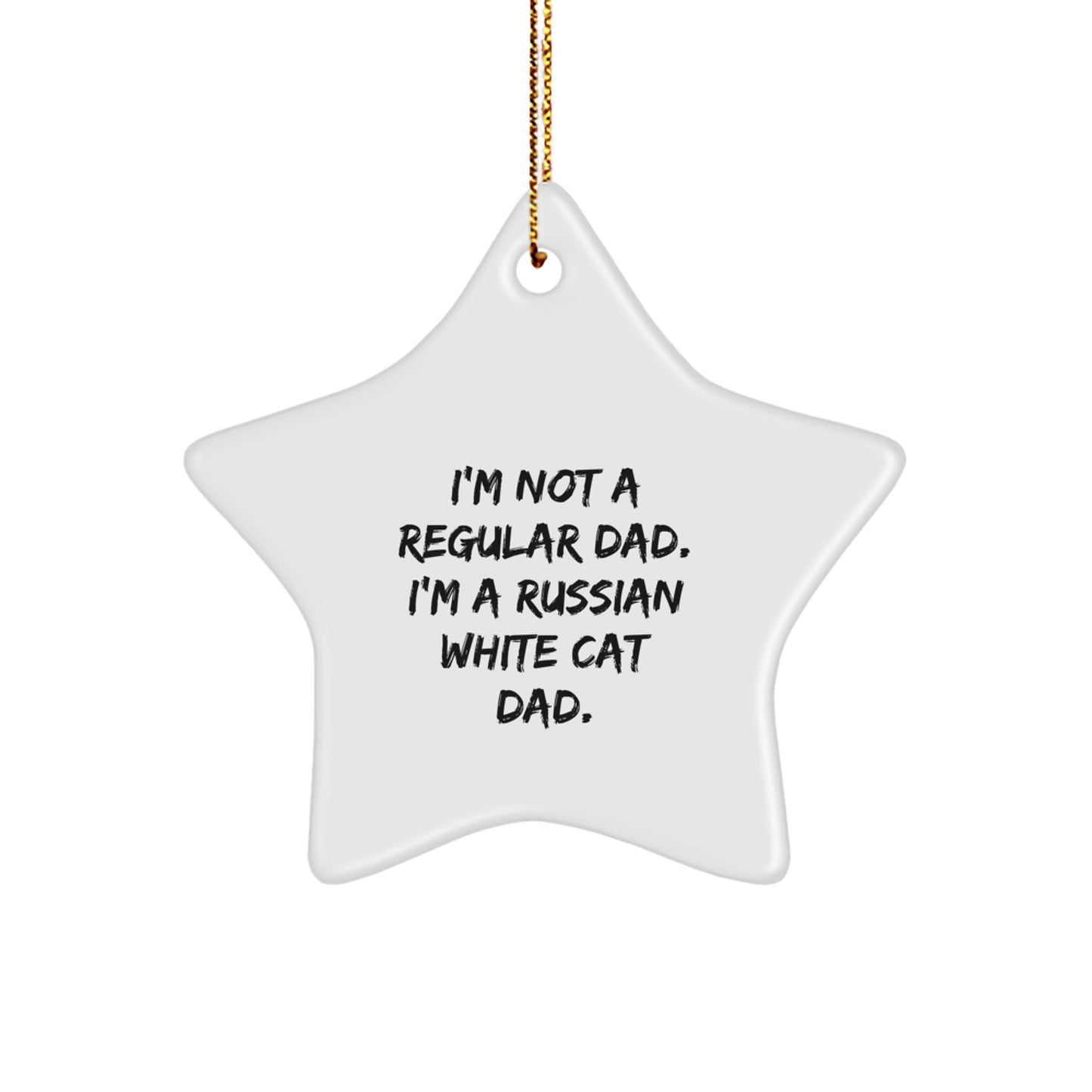 Funny Russian White Cat Dad Gifts - Star Ornament for Christmas from Men, Women, Friends, or Family - Image 1