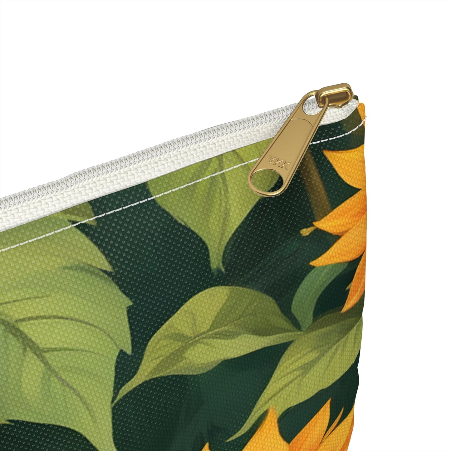 Sunflower Accessory Pouch, Floral Makeup Bag, Botanical Coin Purse, Cute Floral Clutch, Yellow Sunflowers - Victory Thru Vision