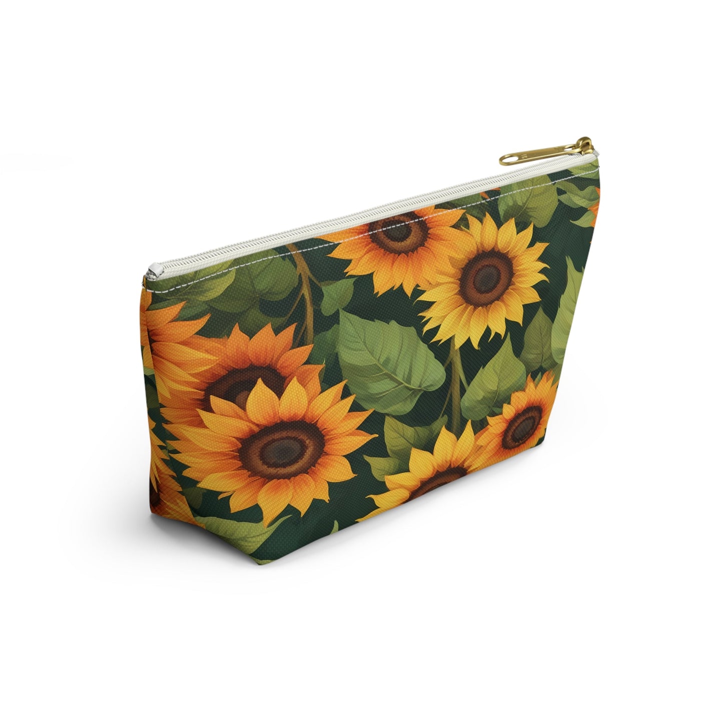 Sunflower Accessory Pouch, Makeup Bag, Floral Print Gift, Botanical Organizer, Zipper Pouch, Gardener's Gift - Victory Thru Vision
