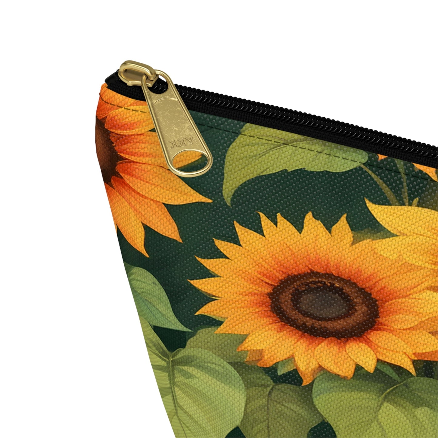 Sunflower Accessory Pouch, Makeup Bag, Floral Print Gift, Botanical Organizer, Zipper Pouch, Gardener's Gift - Victory Thru Vision