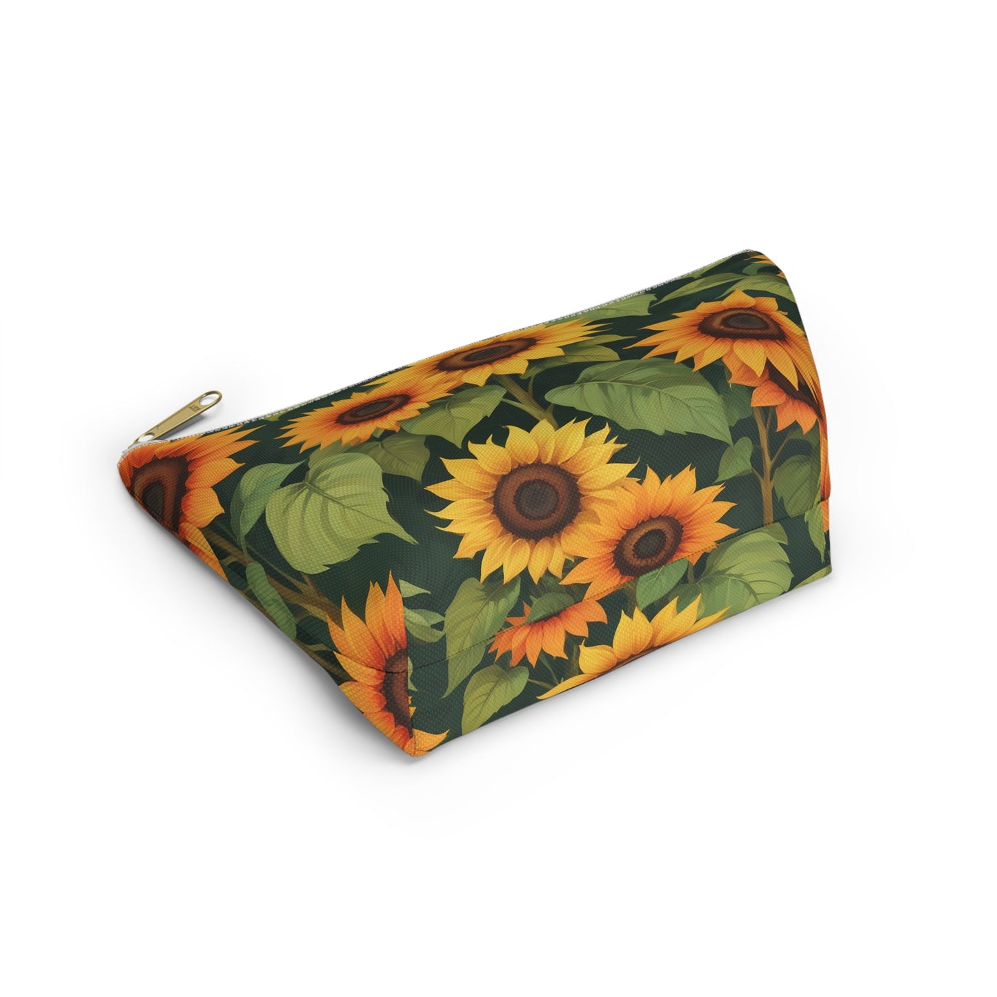 Sunflower Accessory Pouch, Makeup Bag, Floral Print Gift, Botanical Organizer, Zipper Pouch, Gardener's Gift - Victory Thru Vision