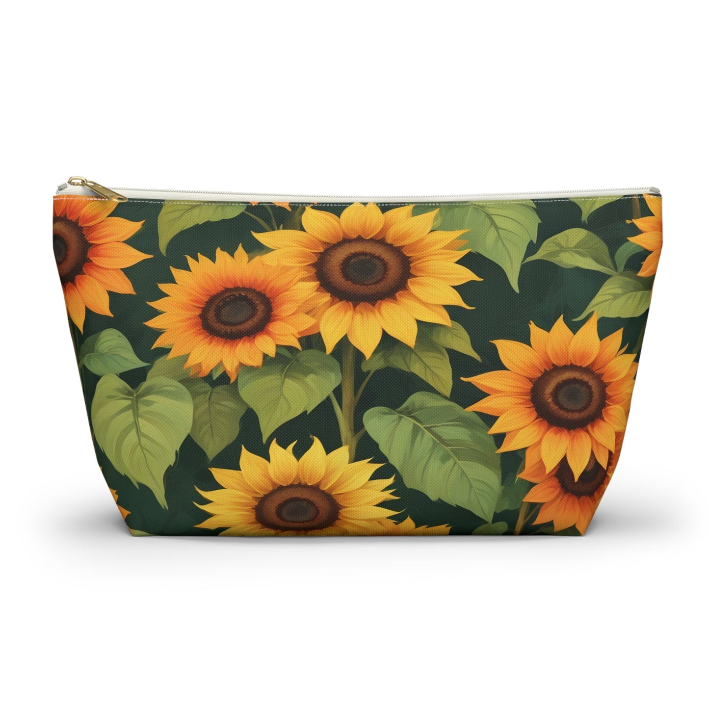 Sunflower Accessory Pouch, Makeup Bag, Floral Print Gift, Botanical Organizer, Zipper Pouch, Gardener's Gift - Victory Thru Vision