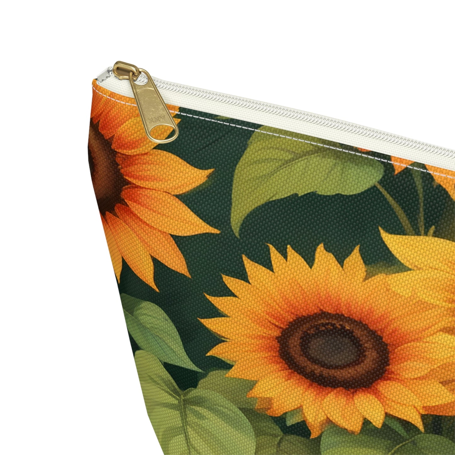 Sunflower Accessory Pouch, Makeup Bag, Floral Print Gift, Botanical Organizer, Zipper Pouch, Gardener's Gift - Victory Thru Vision