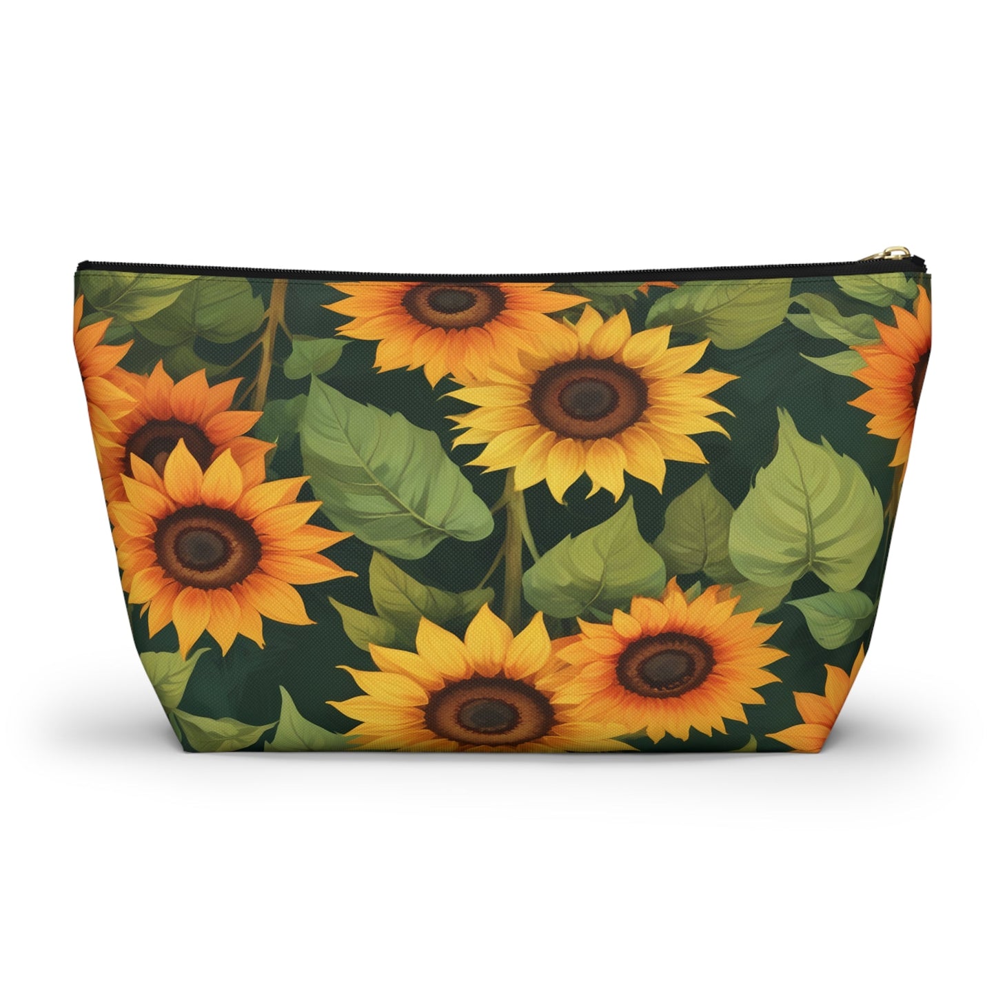 Sunflower Accessory Pouch, Makeup Bag, Floral Print Gift, Botanical Organizer, Zipper Pouch, Gardener's Gift - Victory Thru Vision