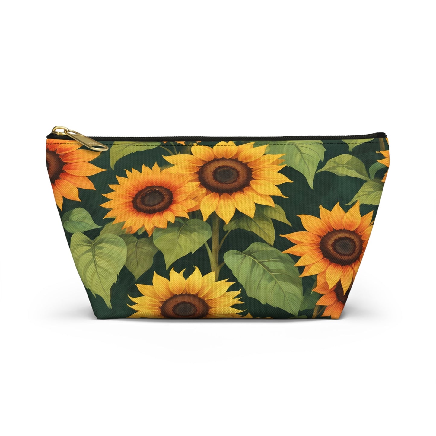 Sunflower Accessory Pouch, Makeup Bag, Floral Print Gift, Botanical Organizer, Zipper Pouch, Gardener's Gift - Victory Thru Vision
