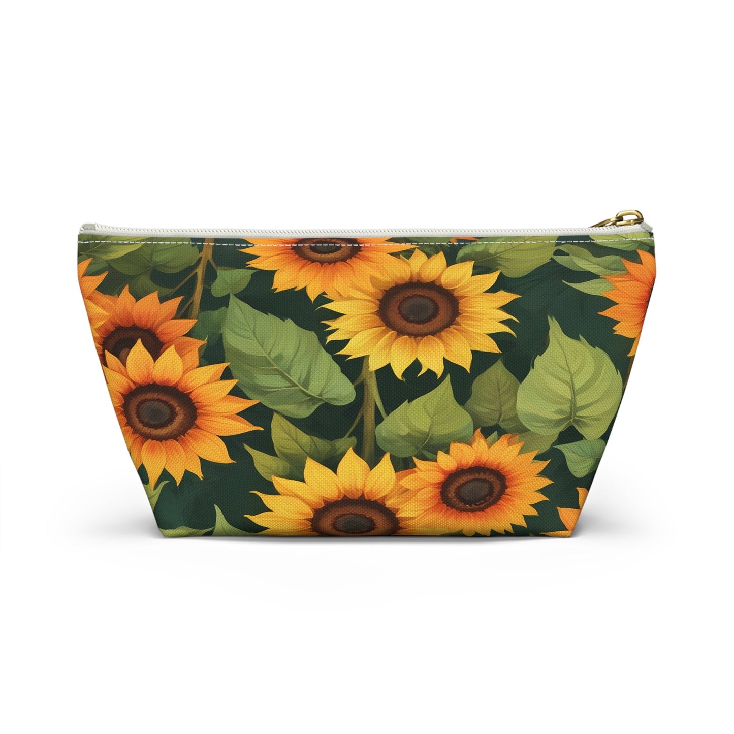Sunflower Accessory Pouch, Makeup Bag, Floral Print Gift, Botanical Organizer, Zipper Pouch, Gardener's Gift - Victory Thru Vision