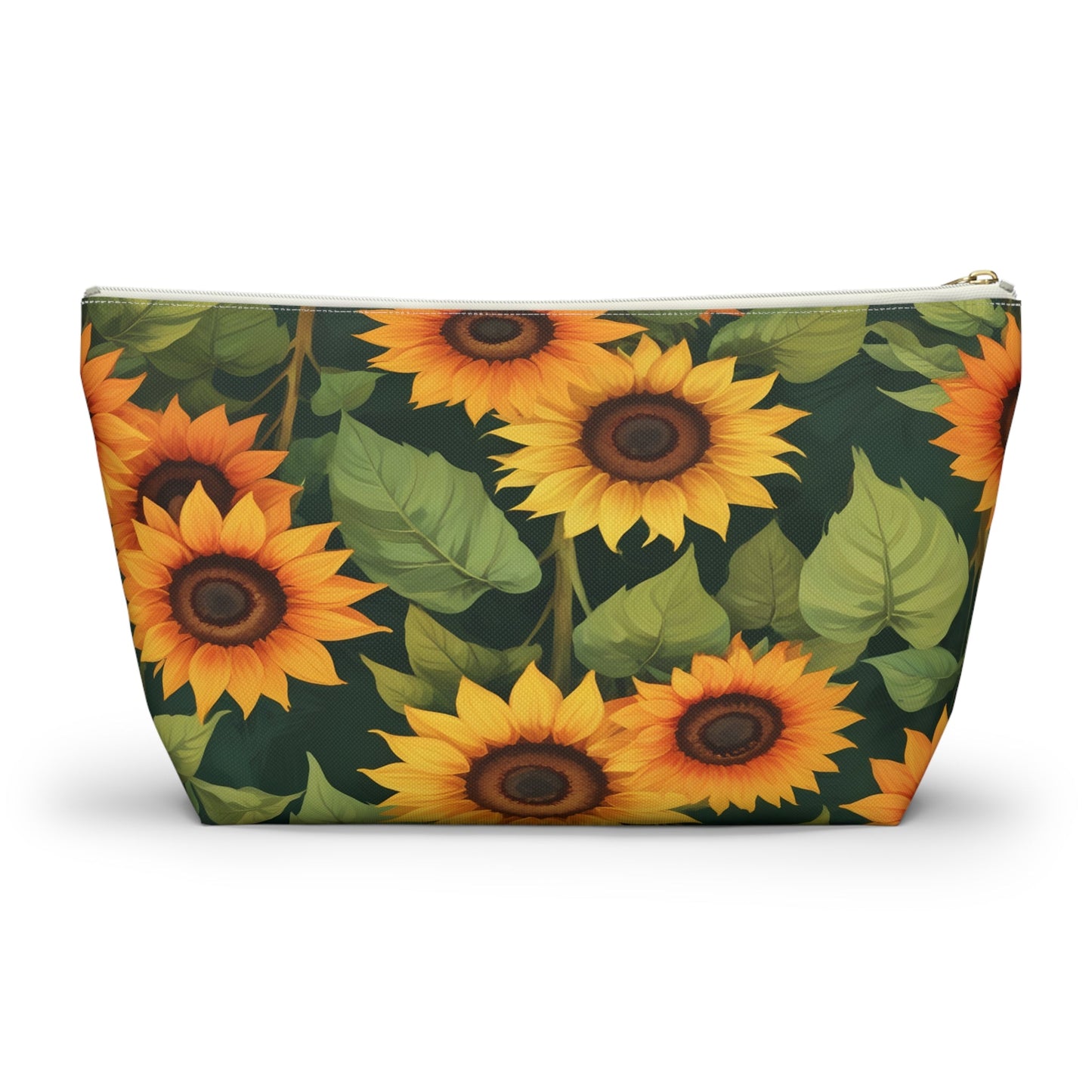 Sunflower Accessory Pouch, Makeup Bag, Floral Print Gift, Botanical Organizer, Zipper Pouch, Gardener's Gift - Victory Thru Vision