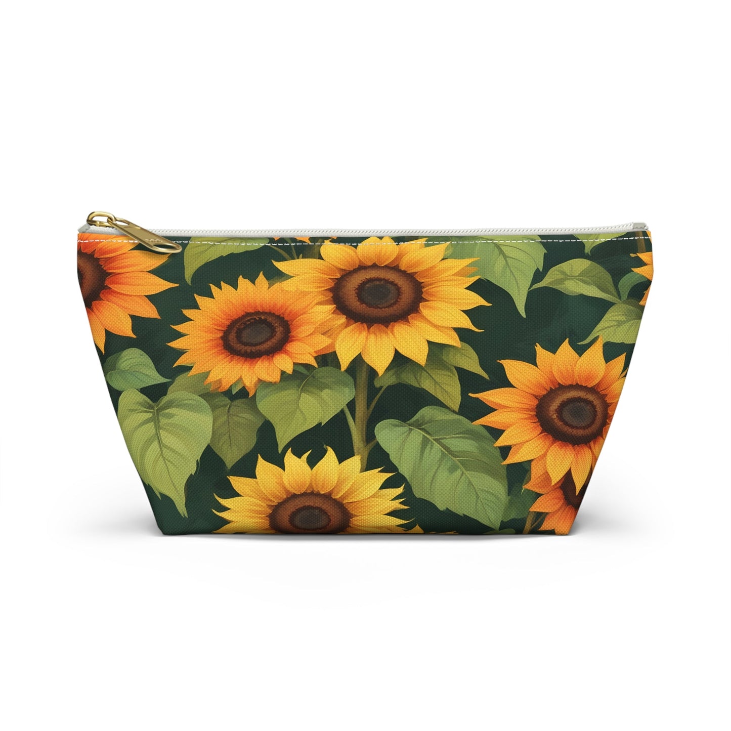 Sunflower Accessory Pouch, Makeup Bag, Floral Print Gift, Botanical Organizer, Zipper Pouch, Gardener's Gift - Victory Thru Vision
