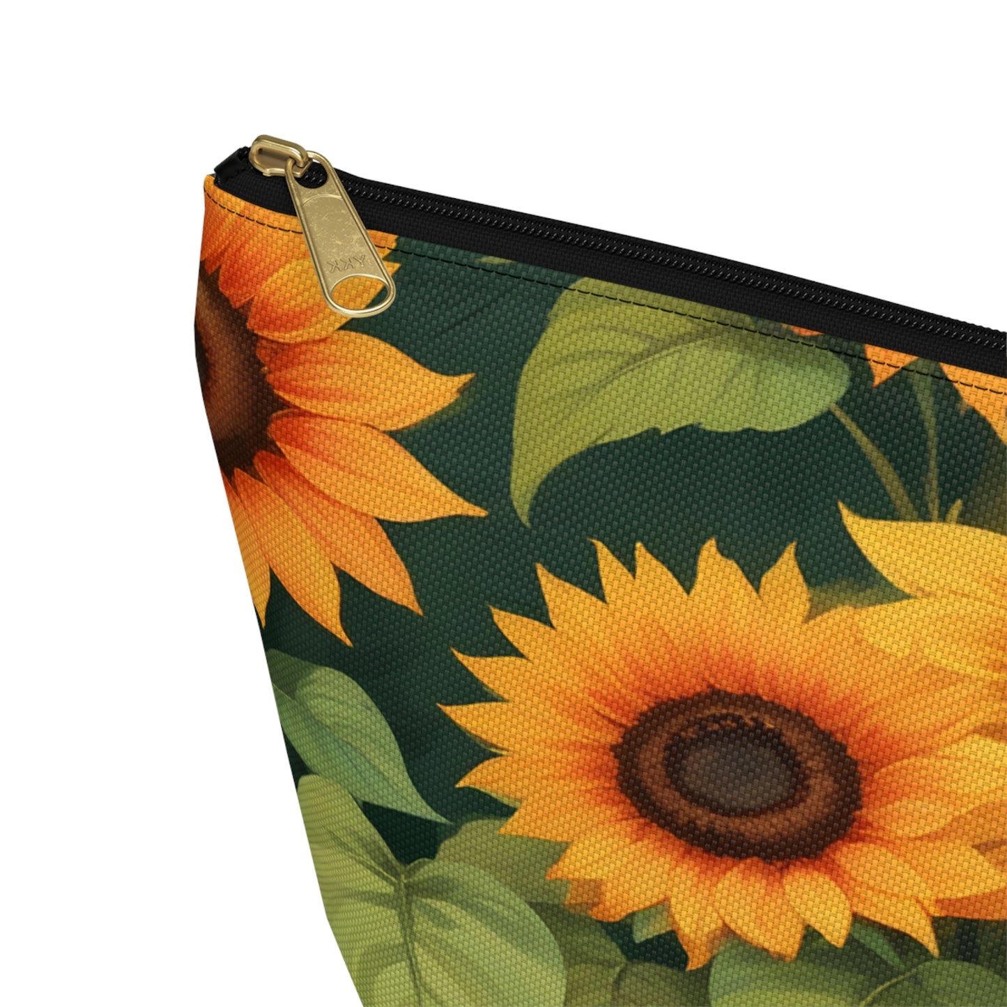 Sunflower Accessory Pouch, Makeup Bag, Floral Print Gift, Botanical Organizer, Zipper Pouch, Gardener's Gift - Victory Thru Vision