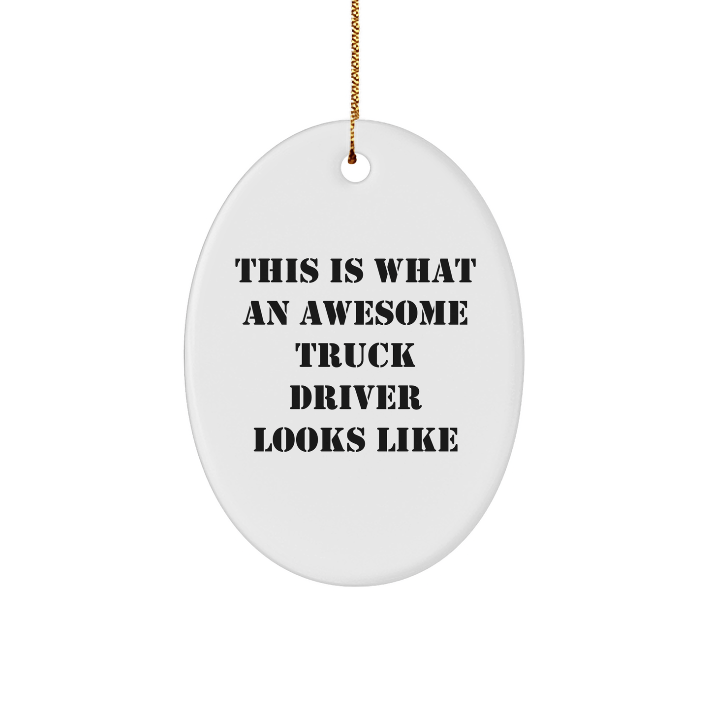 Truck Driver Gifts from Friends, Funny Oval Ornament for Christmas, 'This Is What An Awesome Truck Driver Looks Like' - Victory Thru Vision