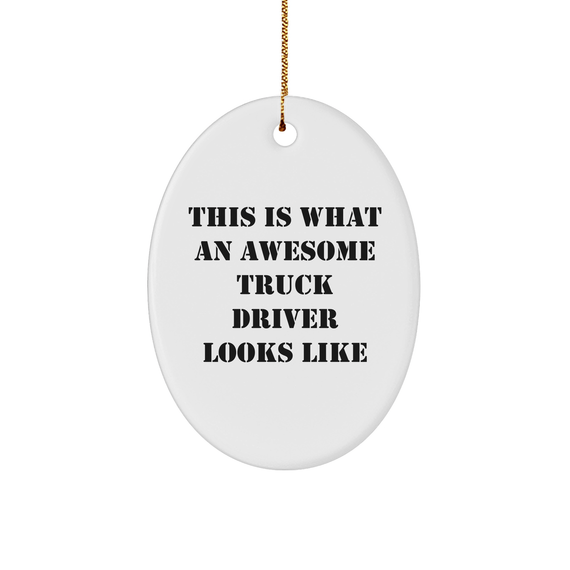 Truck Driver Gifts from Friends, Funny Oval Ornament for Christmas, 'This Is What An Awesome Truck Driver Looks Like' - Victory Thru Vision