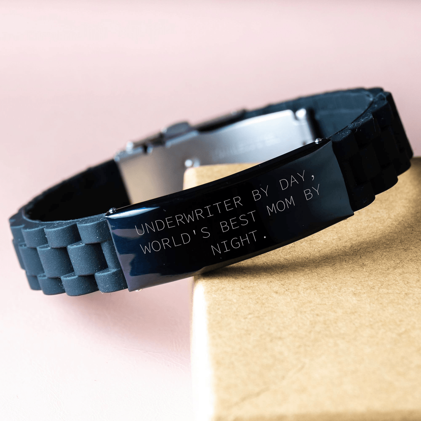 Underwriter Gifts by Day, World's Best Mom by Night Glide lock Clasp Bracelet for Men Father's Day Unique Gifts from Family - Victory Thru Vision