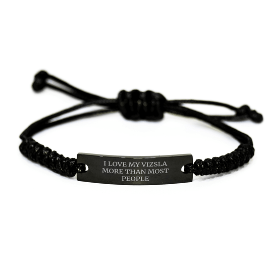 Vizsla Dog Lover's Quote Rope Bracelet, Gifts from Friends and Family for Father's Day, Adjustable Black Rope Jewelry with Engraved Quote - Victory Thru Vision
