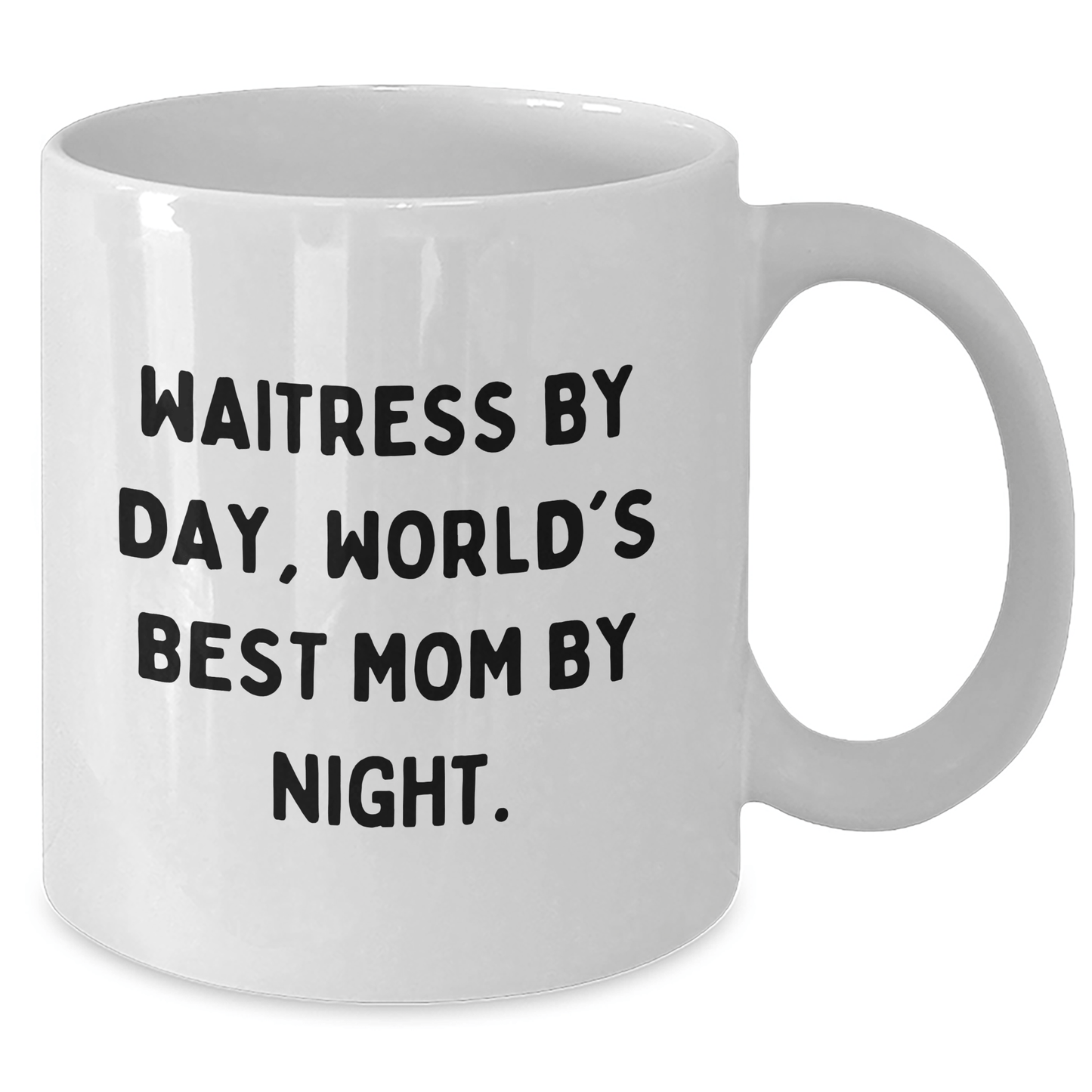 Waitress Gifts from Men - Funny White Coffee Mugs for Waitress By Day, World's Best Mom By Night. - Father's Day Unique Gifts - Victory Thru Vision