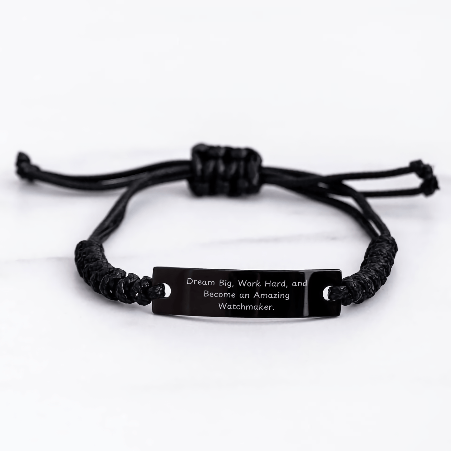 Watchmaker Rope Bracelet Gifts from Friends for Graduation, 'Dream Big, Work Hard, And Become An Amazing Watchmaker.' Quote, Adjustable Black Rope Watchmaker Gift for Men and Women - Victory Thru Vision