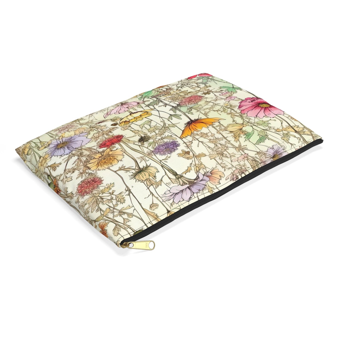 Wildflowers Accessory Pouch, Floral Makeup Bag, Botanical Zipper Pouch, Nature Lover Gift, Boho Travel Organizer - Victory Thru Vision