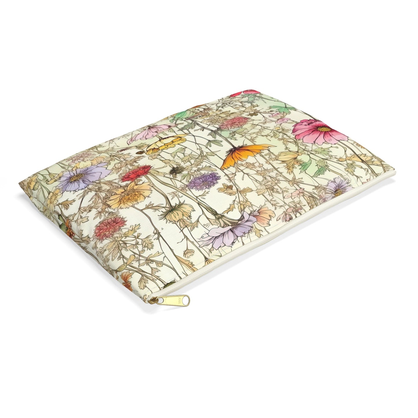 Wildflowers Accessory Pouch, Floral Makeup Bag, Botanical Zipper Pouch, Nature Lover Gift, Boho Travel Organizer - Victory Thru Vision