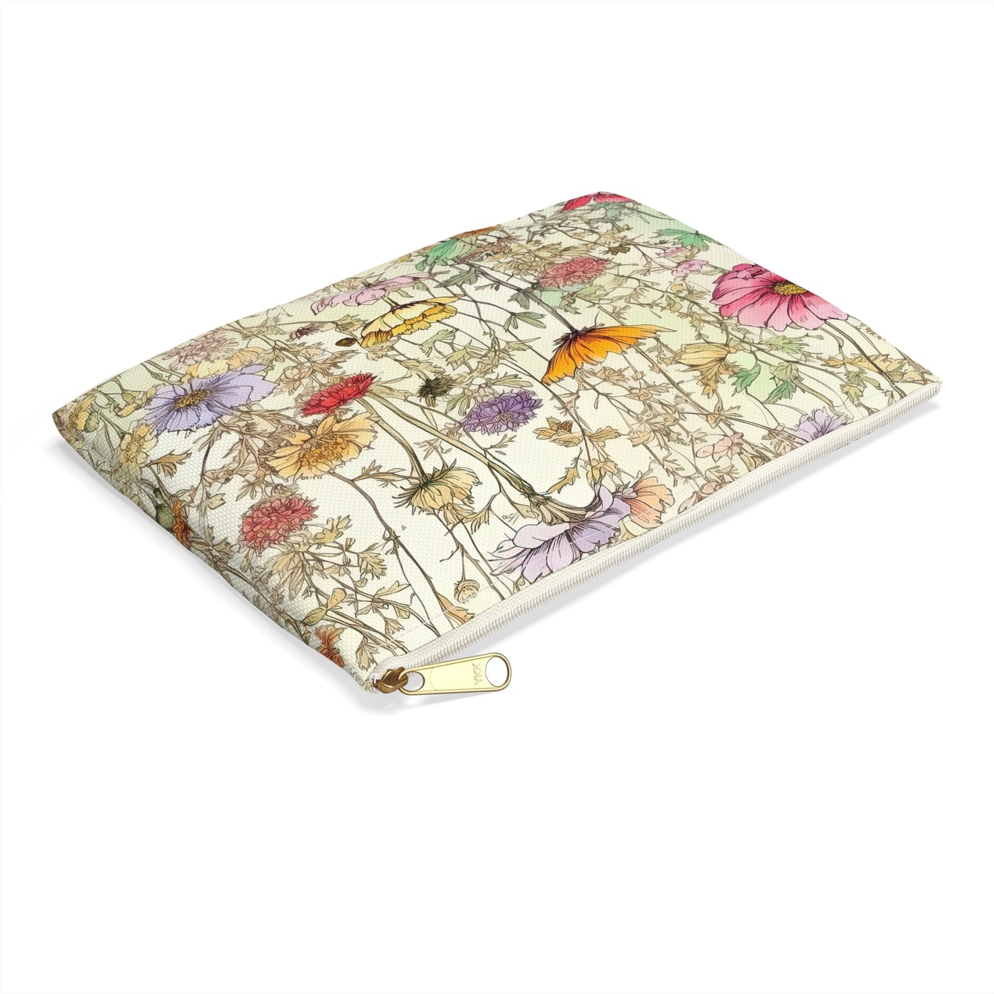 Wildflowers Accessory Pouch, Floral Makeup Bag, Botanical Zipper Pouch, Nature Lover Gift, Boho Travel Organizer - Victory Thru Vision