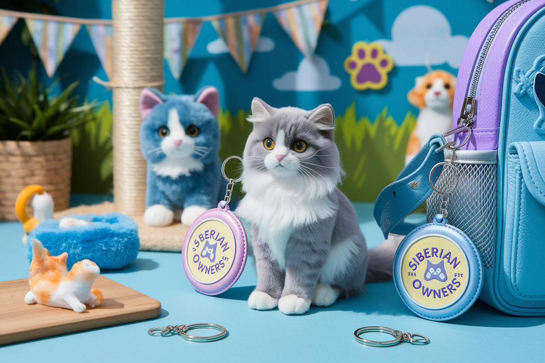 Cover image for 3 Siberian Cat Keychains for Feline Fans