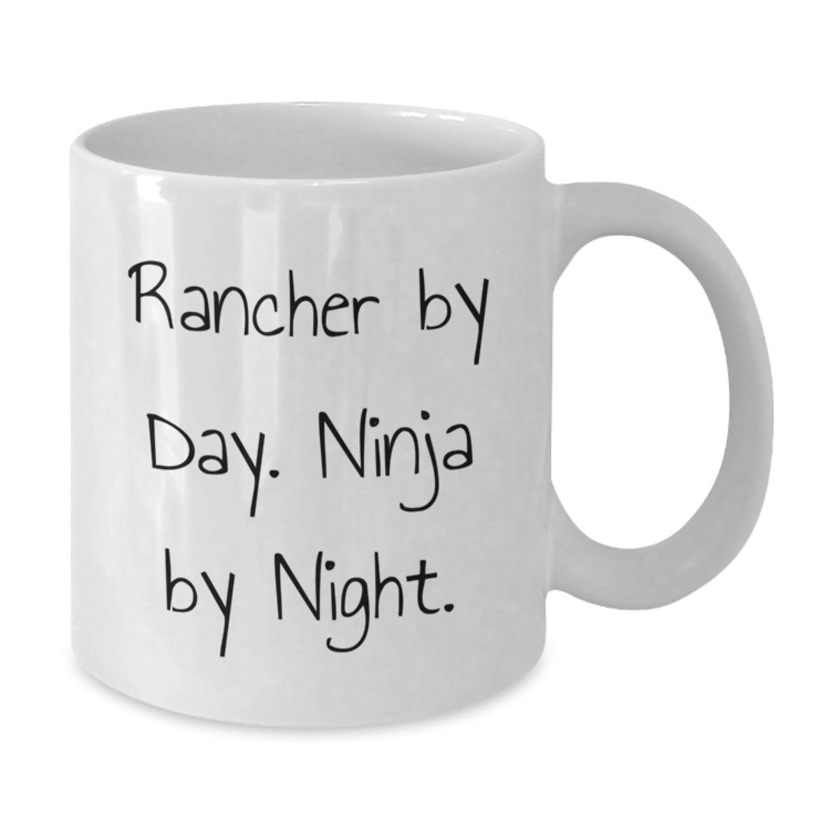 Rancher Gifts from Friends for Men Unique White Coffee Mug - 'Rancher By Day, Ninja By Night.' Christmas Morning - Additional