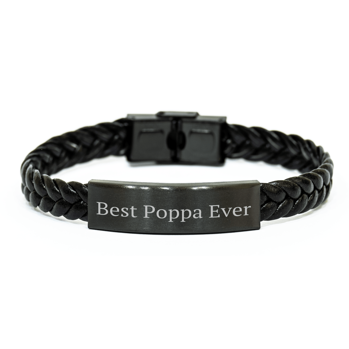 Funny 'Best Poppa Ever' Interlaced Leather Bracelt for Poppa Gifts on Mother's Day from Family - Victory Thru Vision 