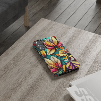 Phone Case, Stain Glass Flowers Design - Floral Tough Cover, Protective Smartphone Case, Cute Flower Pattern