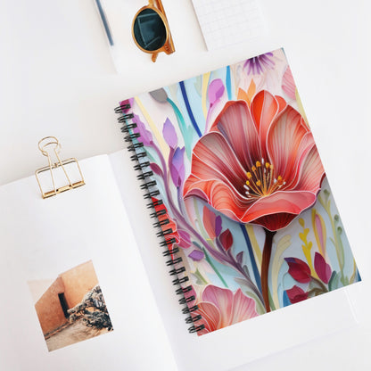 Red Lily Spiral Notebook - Ruled Line, Floral Journal, Sketchbook, Floral Stationery, Nature Inspired Gift, College Student Notebook - Victory Thru Vision 