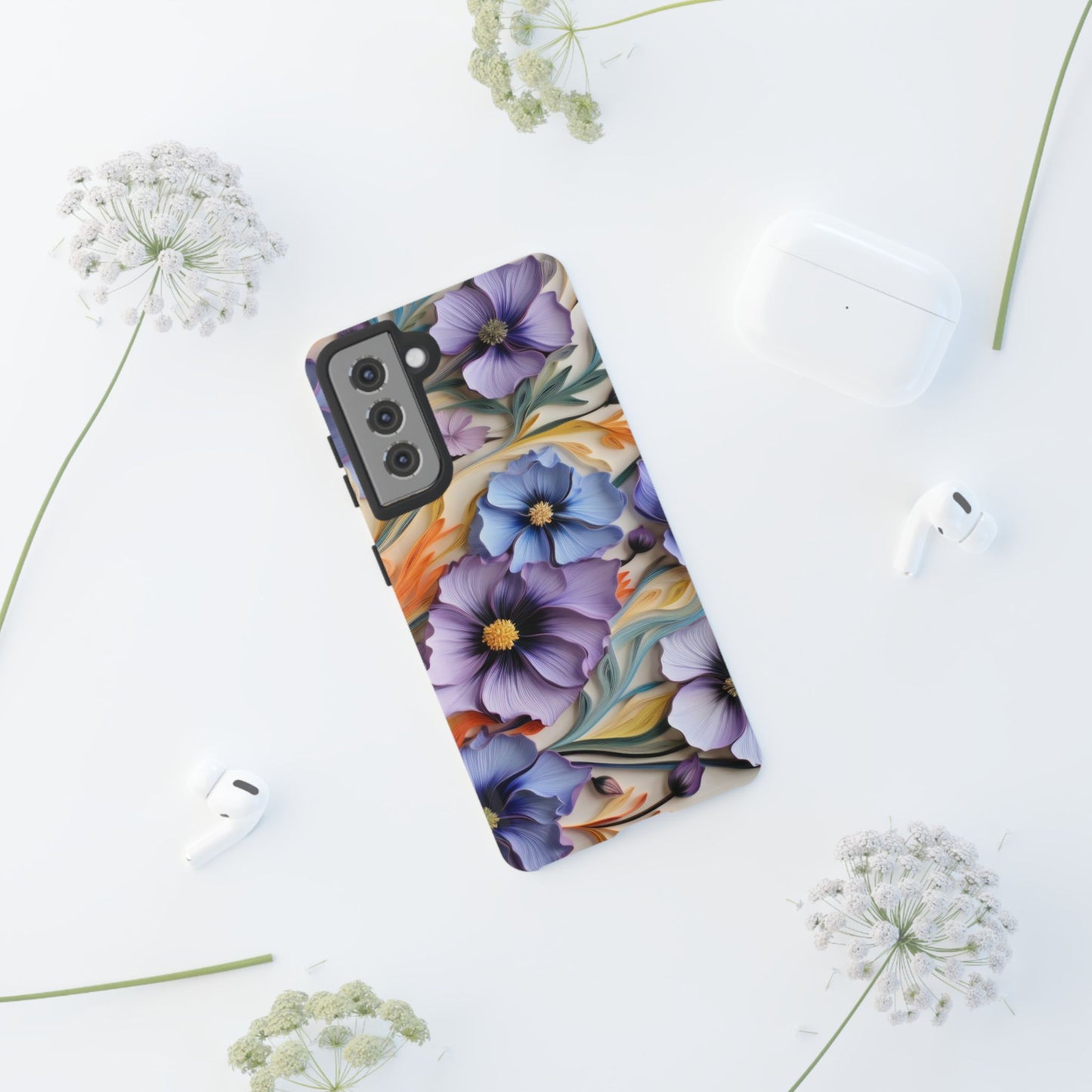 Tough Cases, Cosmos Flower Phone Cover, Floral Phone Case, Protective Phone Shell, Botanical Phone Skin, Flower Pattern
