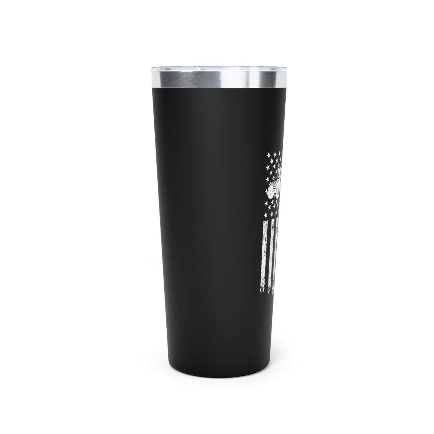 USA Flag Patriotic Farm Tractors Farming, Gift for Farmers, Patriotic Mug, Farmhouse Copper Vacuum Insulated Tumbler, 22oz - Victory Thru Vision 