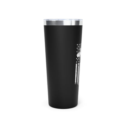 USA Flag Patriotic Farm Tractors Farming, Gift for Farmers, Patriotic Mug, Farmhouse Copper Vacuum Insulated Tumbler, 22oz - Victory Thru Vision 