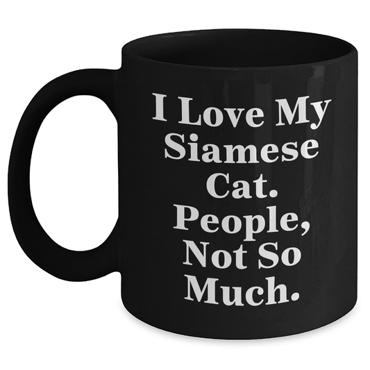Siamese Cat Lovers Gifts for Men from Friends, Unique Black Coffee Mug for Father's Day - Main