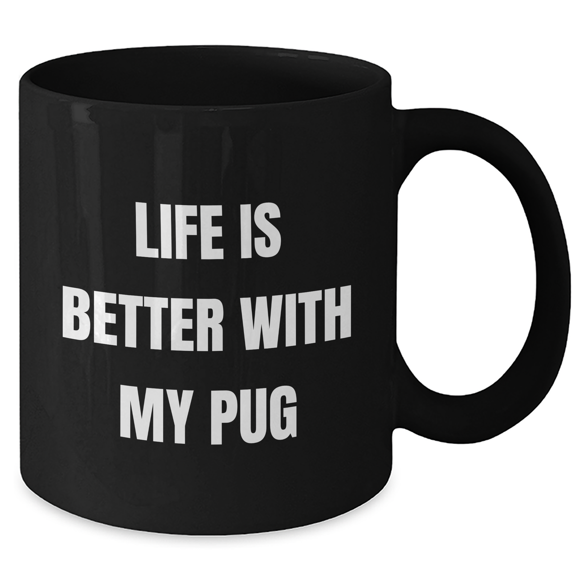 Funny Pug Dog Gifts for Men from Pug Lovers on Father's Day Unique Black Coffee Mugs - Victory Thru Vision 