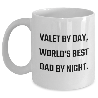 Funny Valet Gifts for World's Best Dad, White Coffee Mug for Father's Day from Family - Victory Thru Vision 