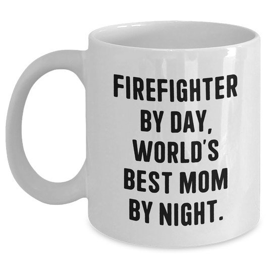 Funny Firefighter Gifts from Men to World's Best Mom - White Coffee Mug for Father's Day - Main