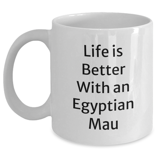 Egyptian Mau Cat Lovers Funny Gifts from Men to Egyptian Mau Cat Dad on Father's Day - White Coffee Mug, 11oz or 15oz - Victory Thru Vision 