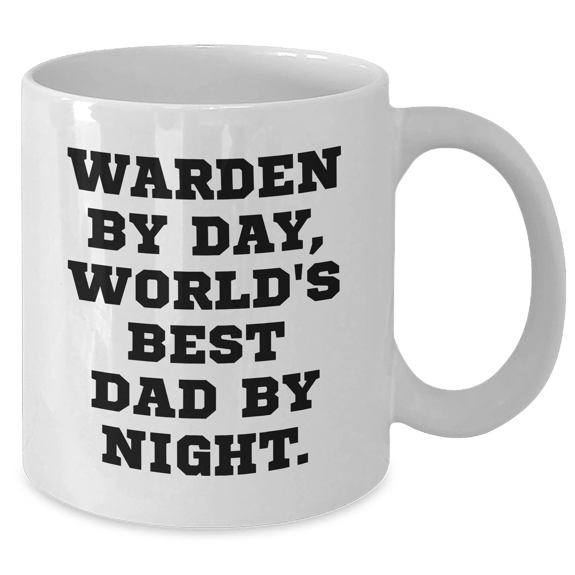 Warden Gifts By Day Funny White Coffee Mug, Gifts from Friends and Family for Warden, Father's Day Unique Ideas - Victory Thru Vision 