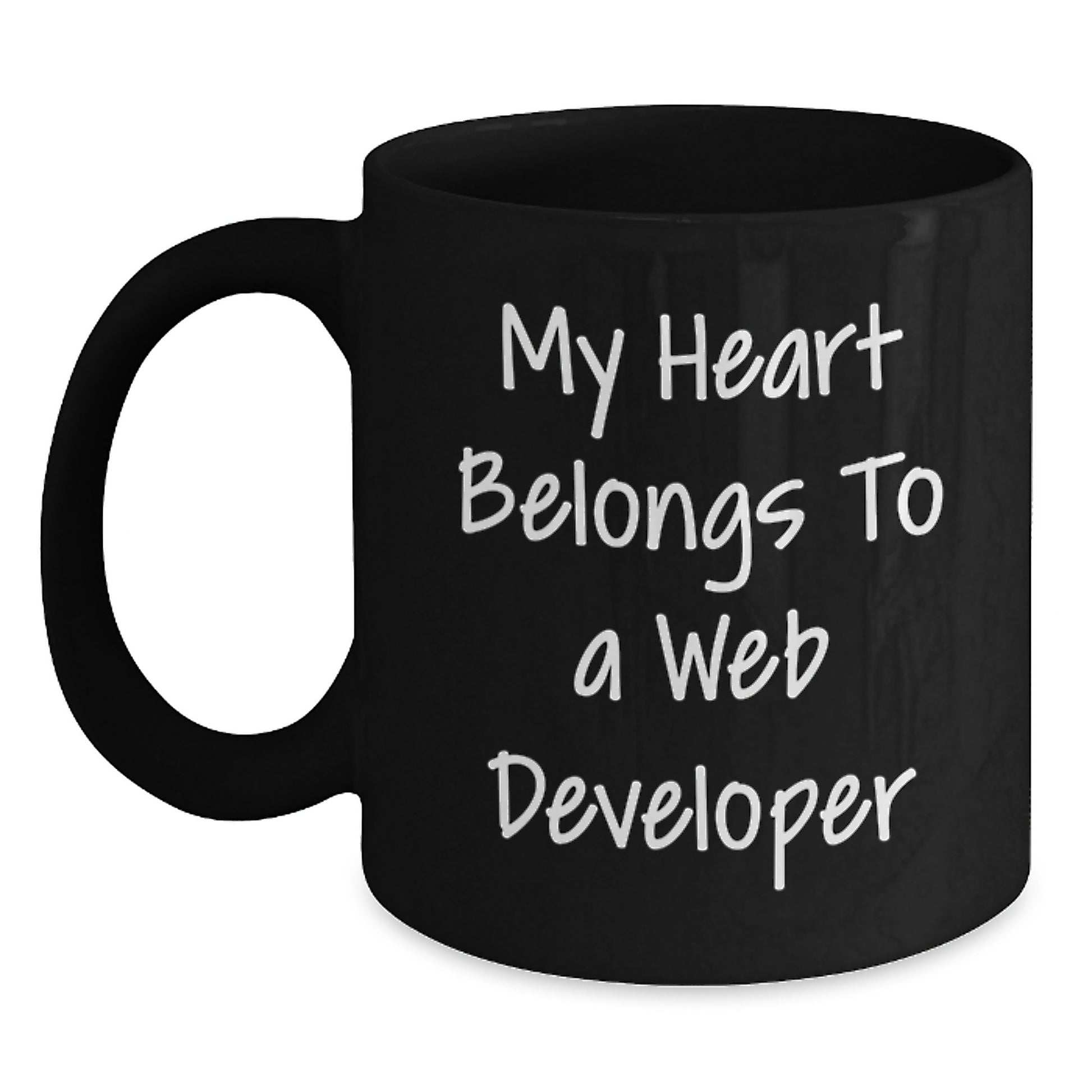 Funny Coffee Mug for Web Developers, 'My Heart Belongs To A Web Developer' Christmas Unique Gifts from Friends to Family - Main