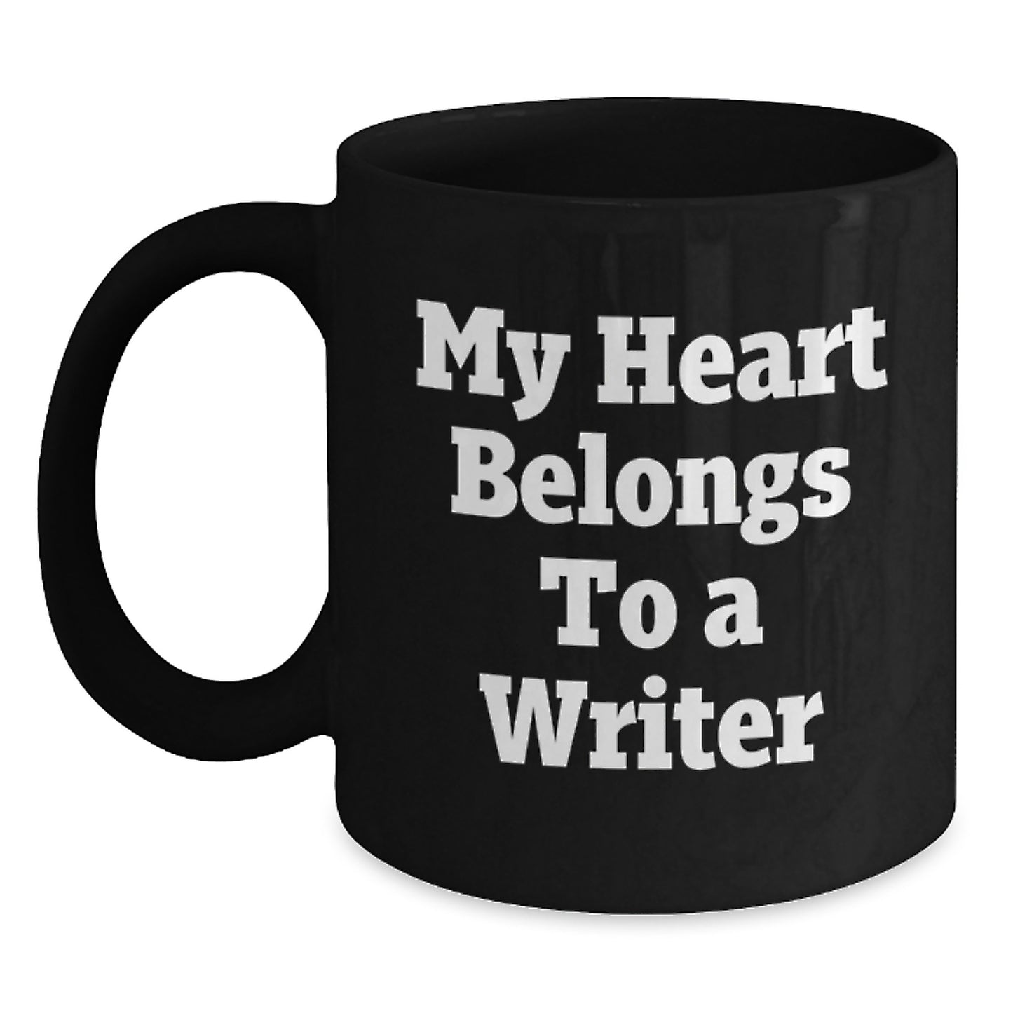 Funny Writer Gifts from Friends for Writer Men Christmas Unique Mugs - My Heart Belongs To A Writer Black Coffee Mug - Main