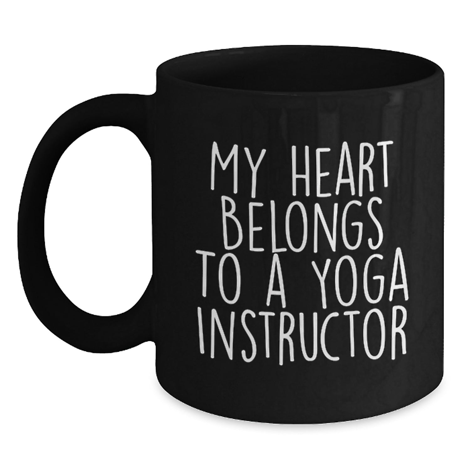 Funny Yoga Instructor Gifts from Men to Friends, 'My Heart Belongs To A Yoga Instructor' Quote on Black Coffee Mug, Graduation Unique Gifts - Main