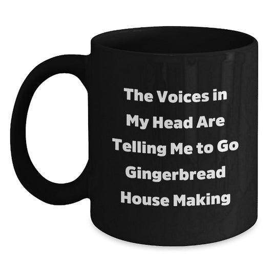 Gingerbread House Making Humor Gifts from Men to Friends for Christmas Unique Black Coffee Mugs - Main