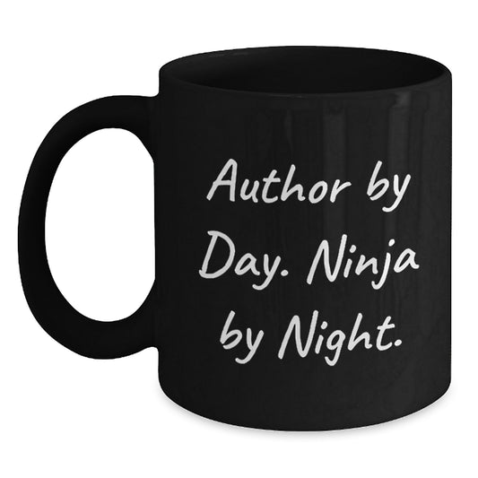 Funny Author Gifts for Men - Author By Day. Ninja By Night. Black Coffee Mug for Christmas Unique Gifts from Friends - Main