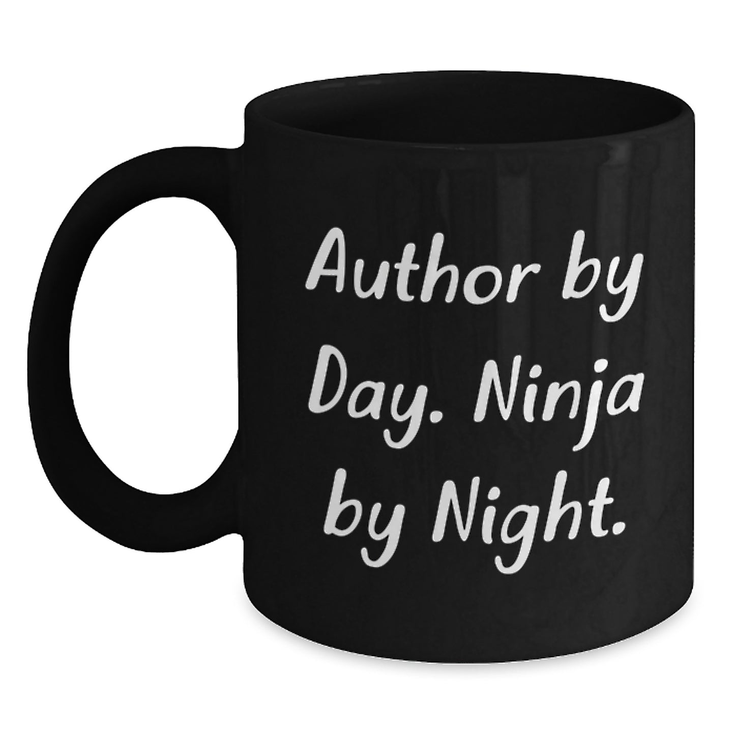 Author Gifts from Friends Unique Christmas Mug, Author By Day Ninja By Night Funny Quote, Black Coffee Mug for Men Women - Main