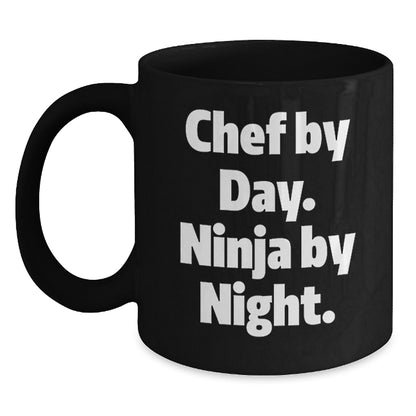 Chef By Day Ninja By Night Funny Black Coffee Mug Gifts from Friends for Chef Christmas Unique Gifts - Main