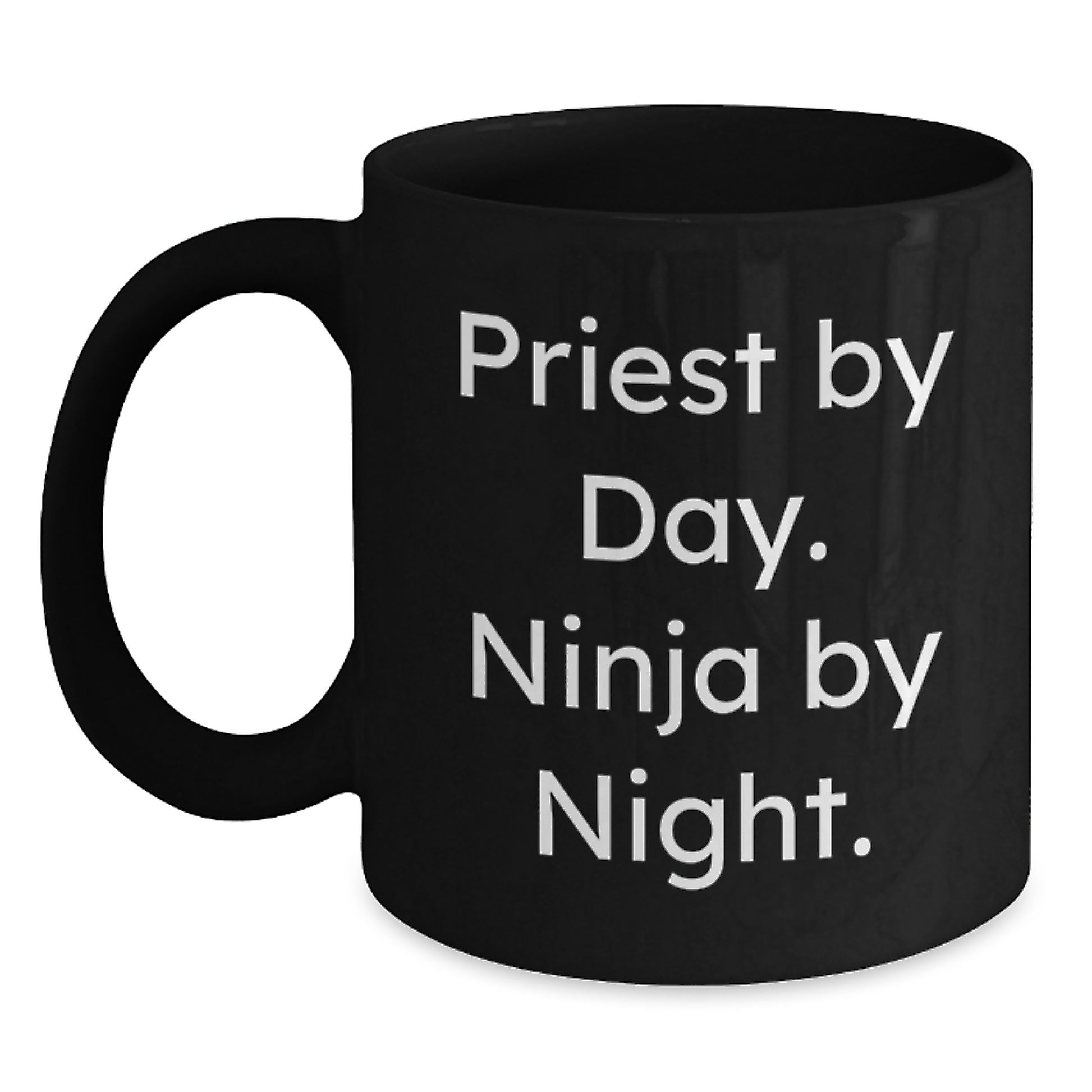 Priest By Day Funny Christmas Unique Gifts for Men Women Friends Family - Black Coffee Mug - Main