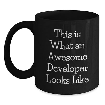Funny Developer Gifts for Him, Inspirational Black Coffee Mug, This Is What An Awesome Developer Looks Like, Christmas Unique Gifts from Friends to Men - Main