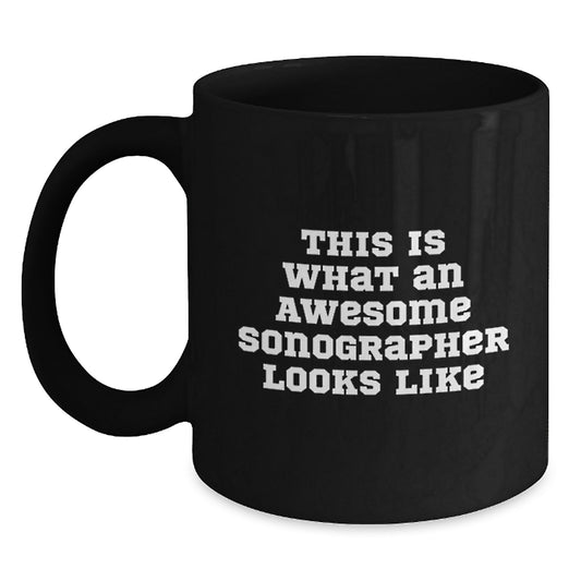 Funny Sonographer Gifts from Friends | Black Coffee Mug for Awesome Sonographers | Christmas Unique Gifts - Main