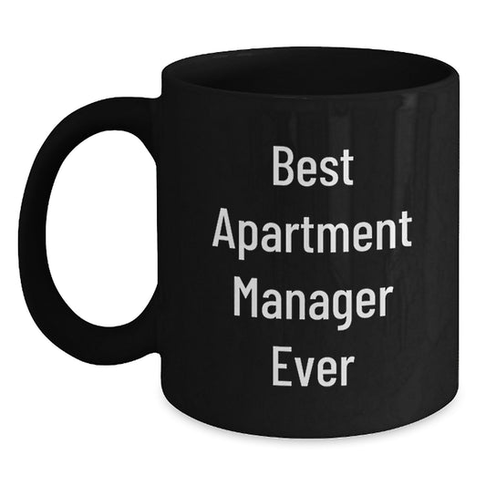 Funny Christmas Unique Gifts for Apartment Manager, Black Coffee Mug, Quote 'Best Apartment Manager Ever' Gifts from Friends - Main