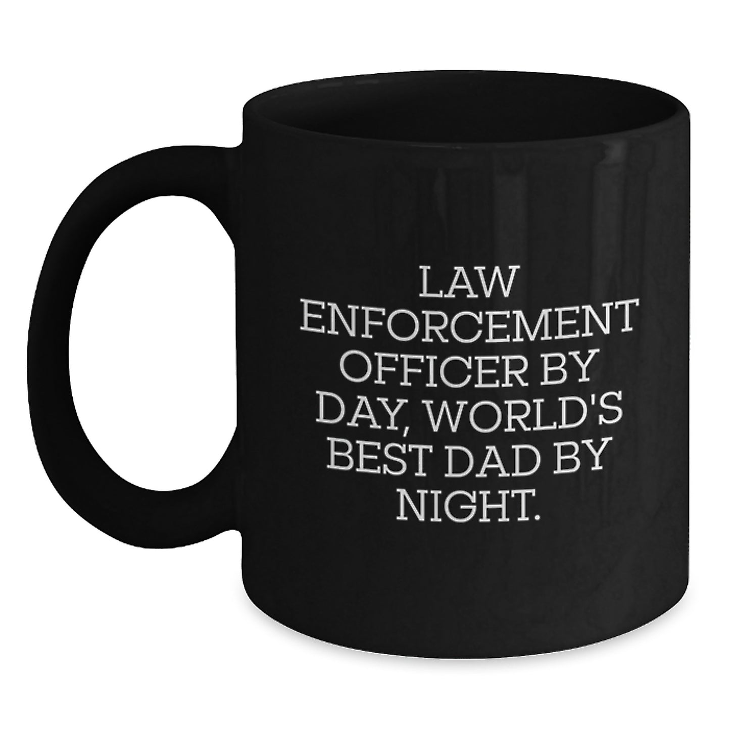 Funny Law Enforcement Officer Gifts from Dad, World's Best Dad Black Coffee Mug, Christmas Unique Mugs for Law Enforcement Officer Men - Main