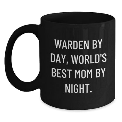 Funny Warden Gifts from Mom to World's Best Warden Black Coffee Mug for Christmas - Main